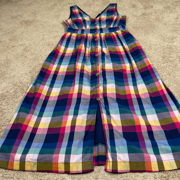 J Crew Dress Womens 0 Colorful Plaid Sleeveless Side Zip Button Front Sundress - Picture 2 of 9
